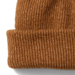 Bonnet camel en maille côtelée à revers