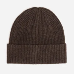 Bonnet marron maille côtelée homme