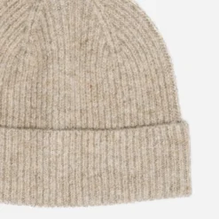 Bonnet taupe maille côtelée homme