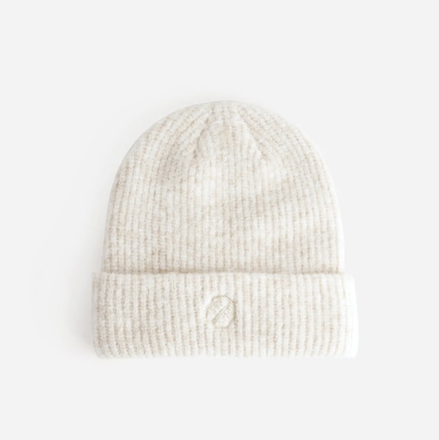 Bonnet TEXTO beige tricot brodé monogramme