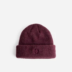 Bonnet TEXTO bordeaux tricot brodé monogramme