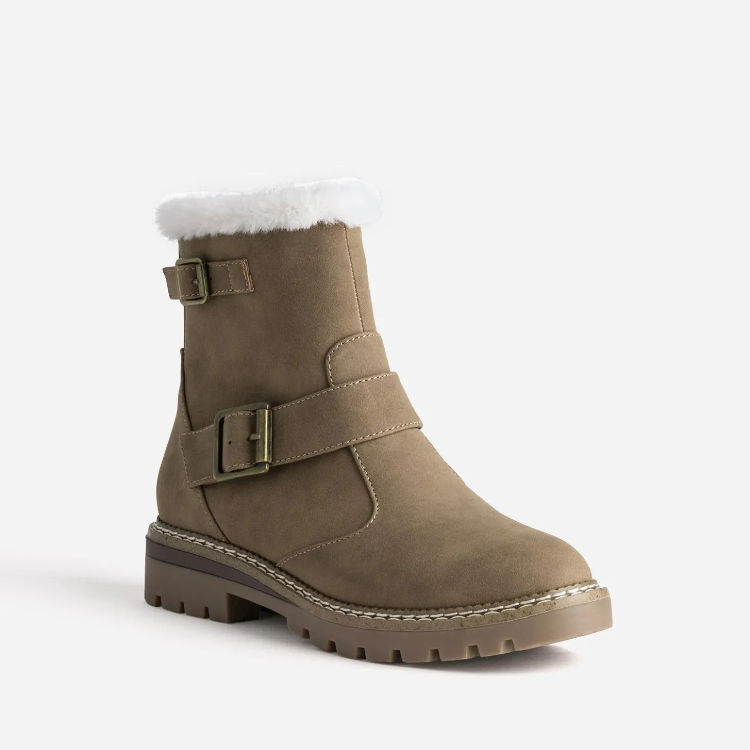Boots beige col fourré