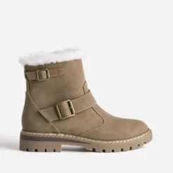 Boots beige col fourré