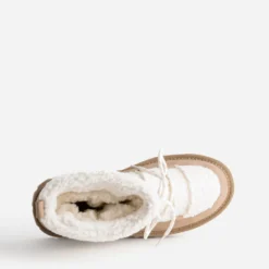 Boots beige et écru fourré bi-matière