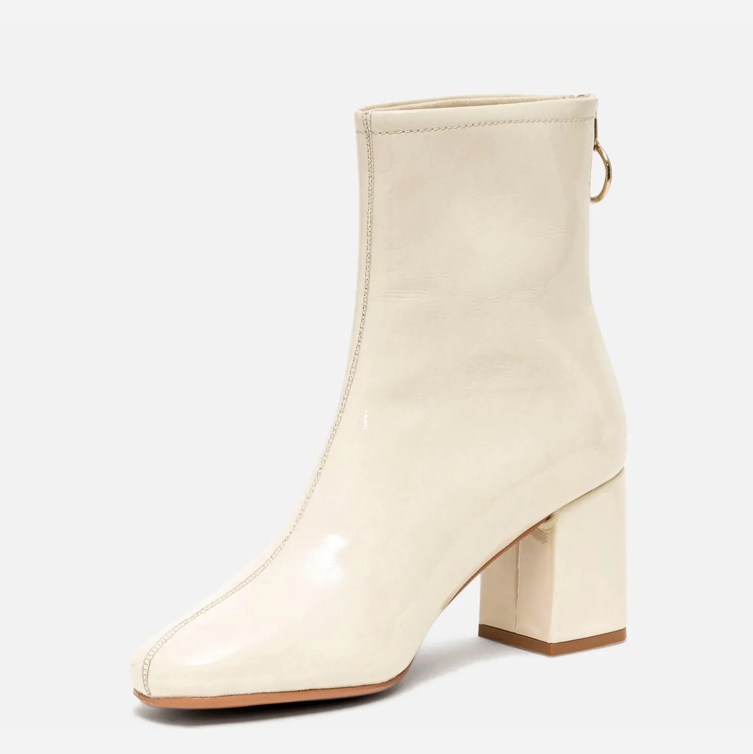 Boots blanc cassé verni à zip arrière