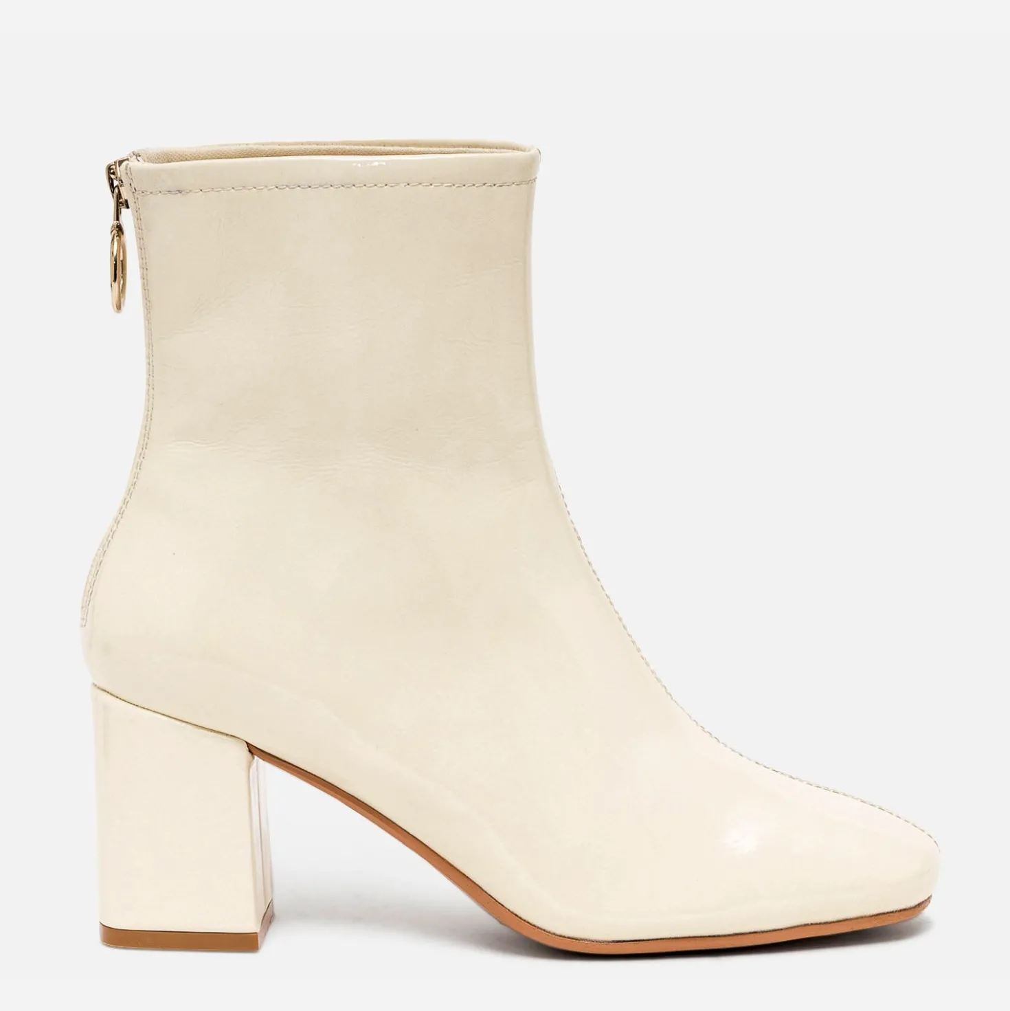 Boots blanc cassé verni à zip arrière