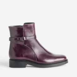 Boots bordeaux cuir bride cheville