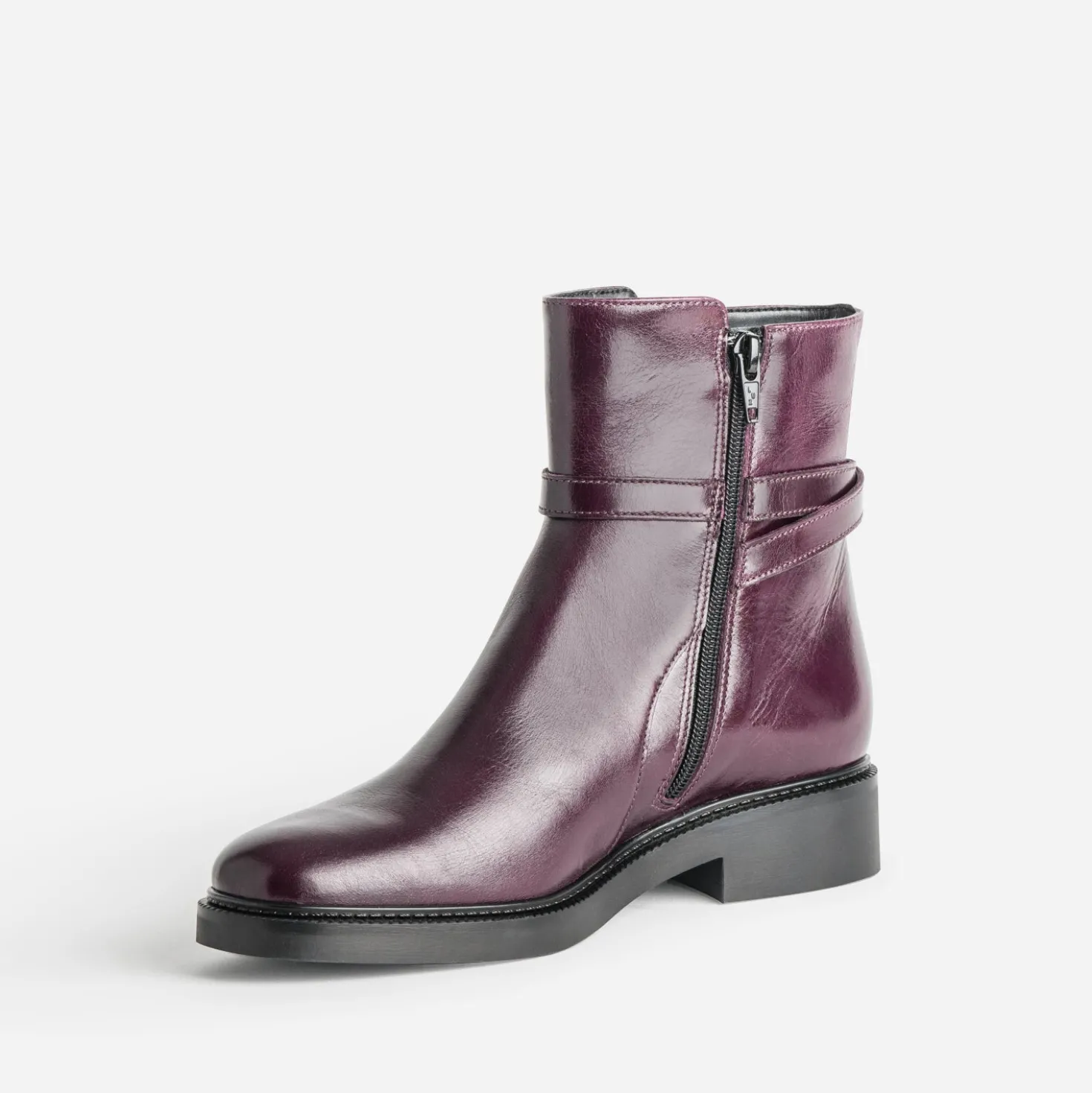 Boots bordeaux cuir bride cheville