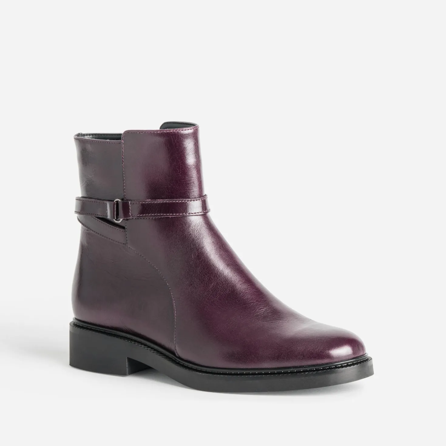 Boots bordeaux cuir bride cheville