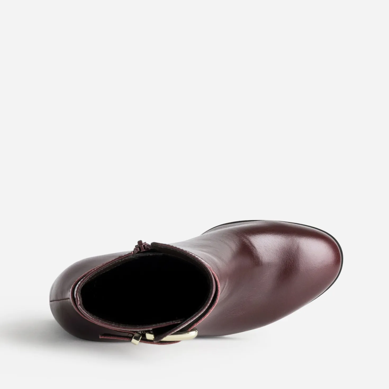 Boots bordeaux cuir décor bride
