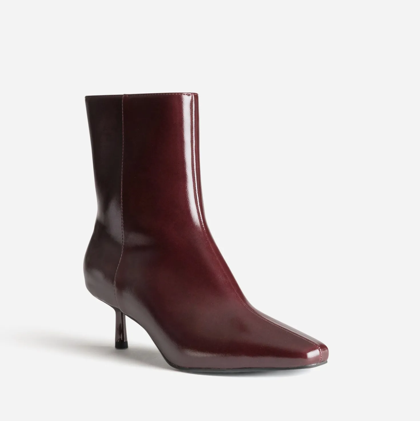 Boots bordeaux glacé kitten-heel
