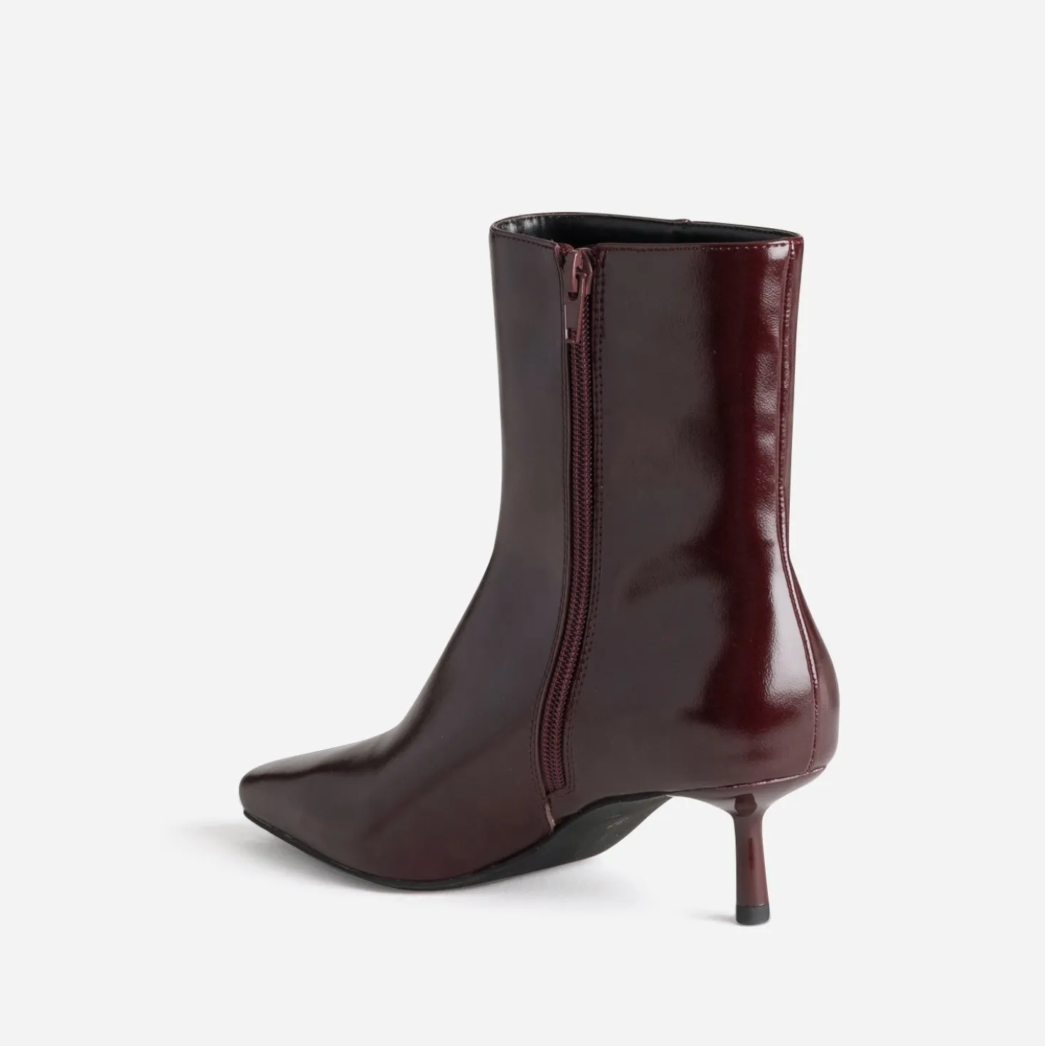 Boots bordeaux glacé kitten-heel