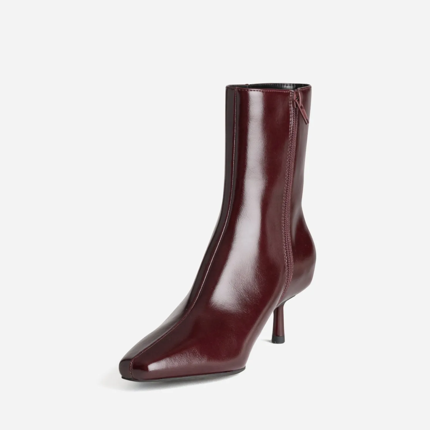 Boots bordeaux glacé kitten-heel