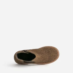 Boots BUGGY marron cuir velours motif léopard