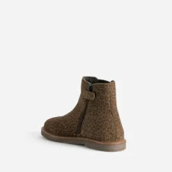 Boots BUGGY marron cuir velours léopard