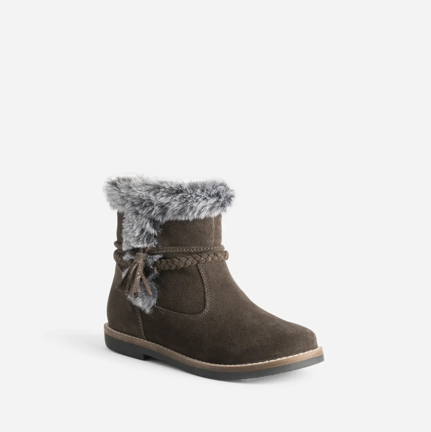 Boots BUGGY marron cuir velours à bord fourré