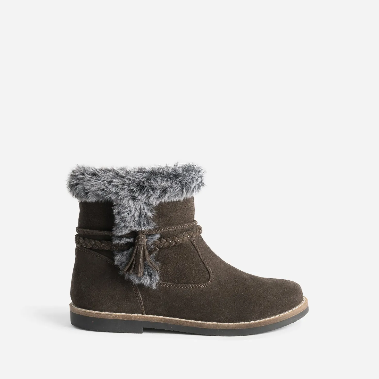 Boots BUGGY marron cuir velours à bord fourré