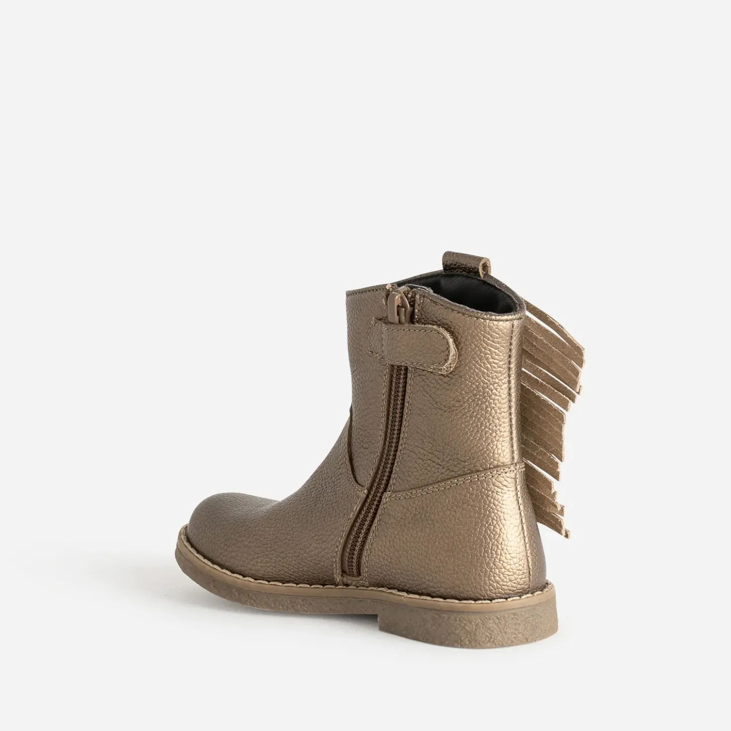 Boots BUGGY marron métallisé en cuir à franges