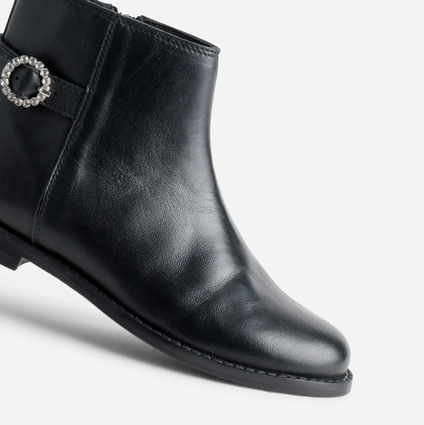 Boots BUGGY noir cuir boucle strass