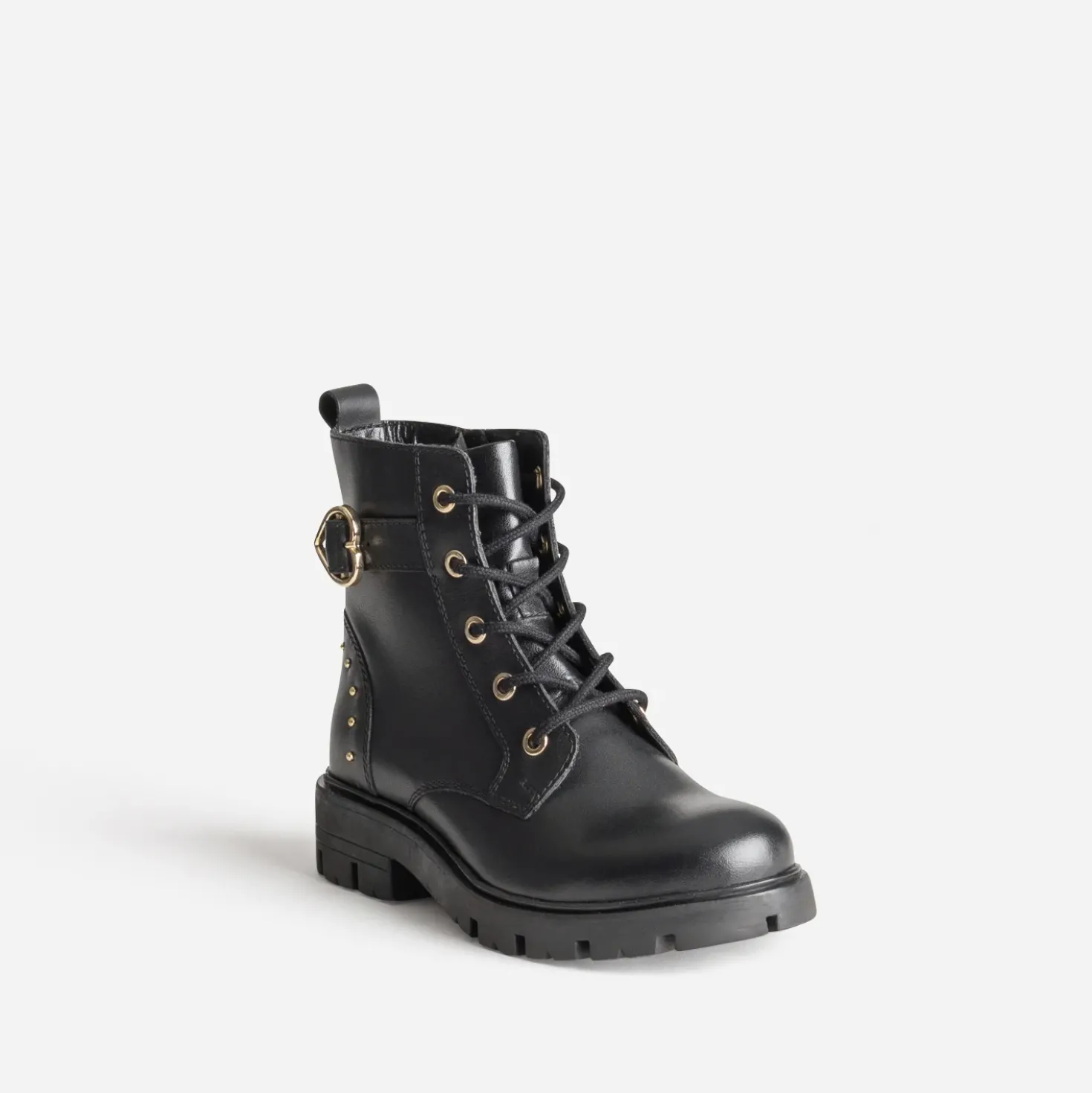 Boots BUGGY noir cuir clous et coeur