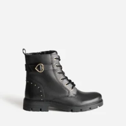 Boots BUGGY noir cuir décor clous et coeur