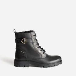 Boots BUGGY noir cuir décor clous et coeur