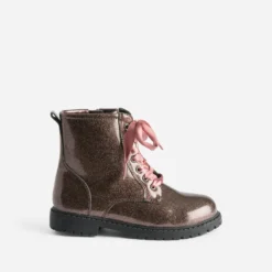 Boots BUGGY rose pailleté à lacet-ruban