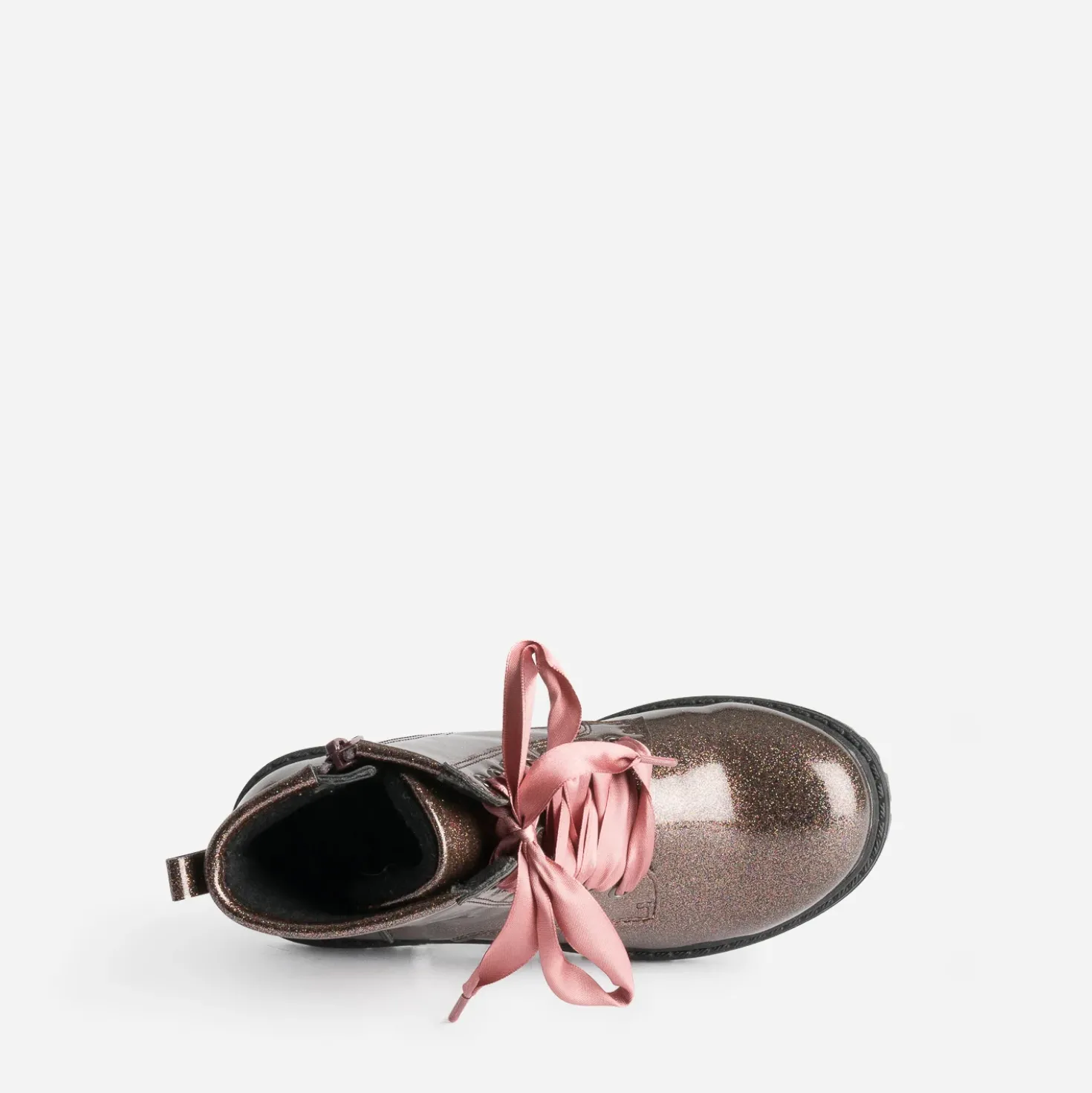 Boots BUGGY rose pailleté à lacet-ruban