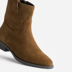 Boots camel cuir velours