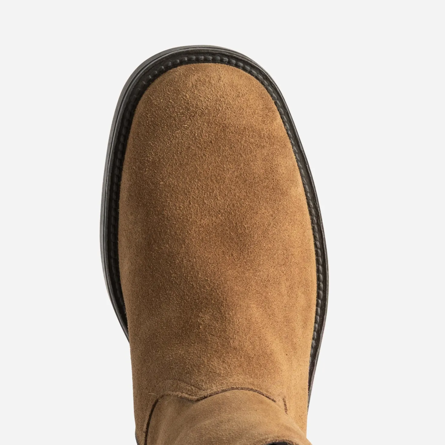 Boots camel cuir velours esprit motard