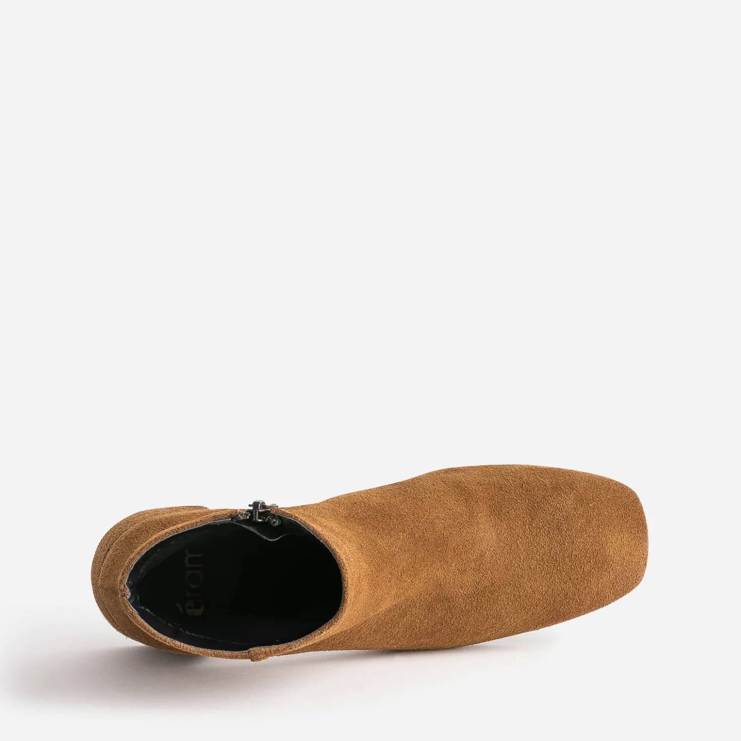 Boots camel en cuir velours à talon flare