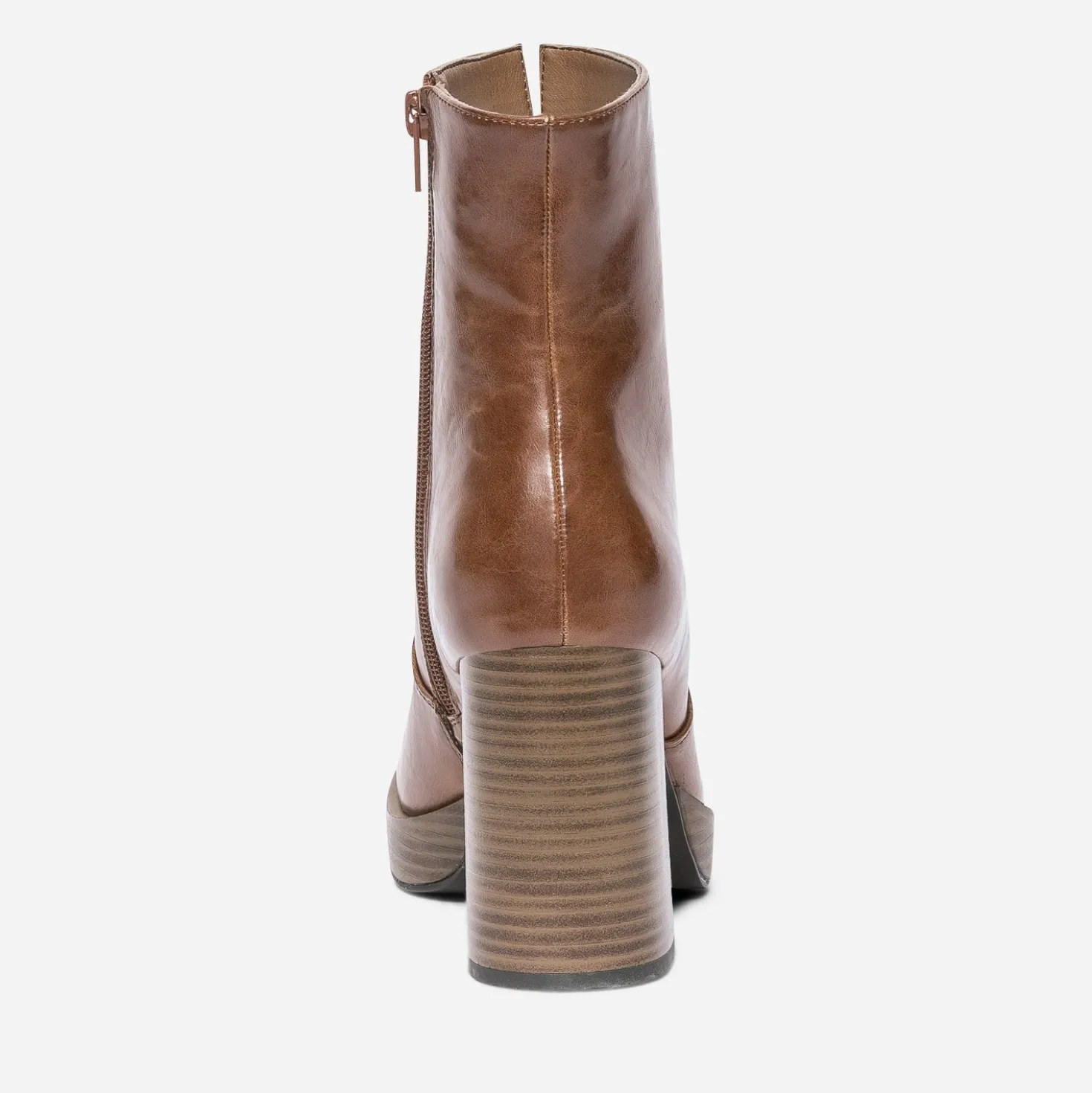 Boots camel à plateforme et talon flare