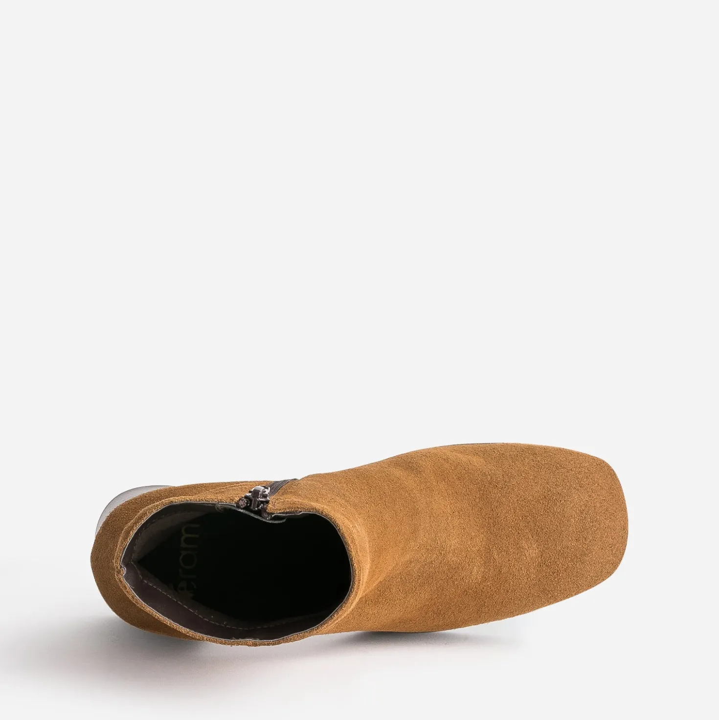 Boots camel à talon en cuir