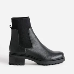 Boots chaussette noire éco-conçu en cuir