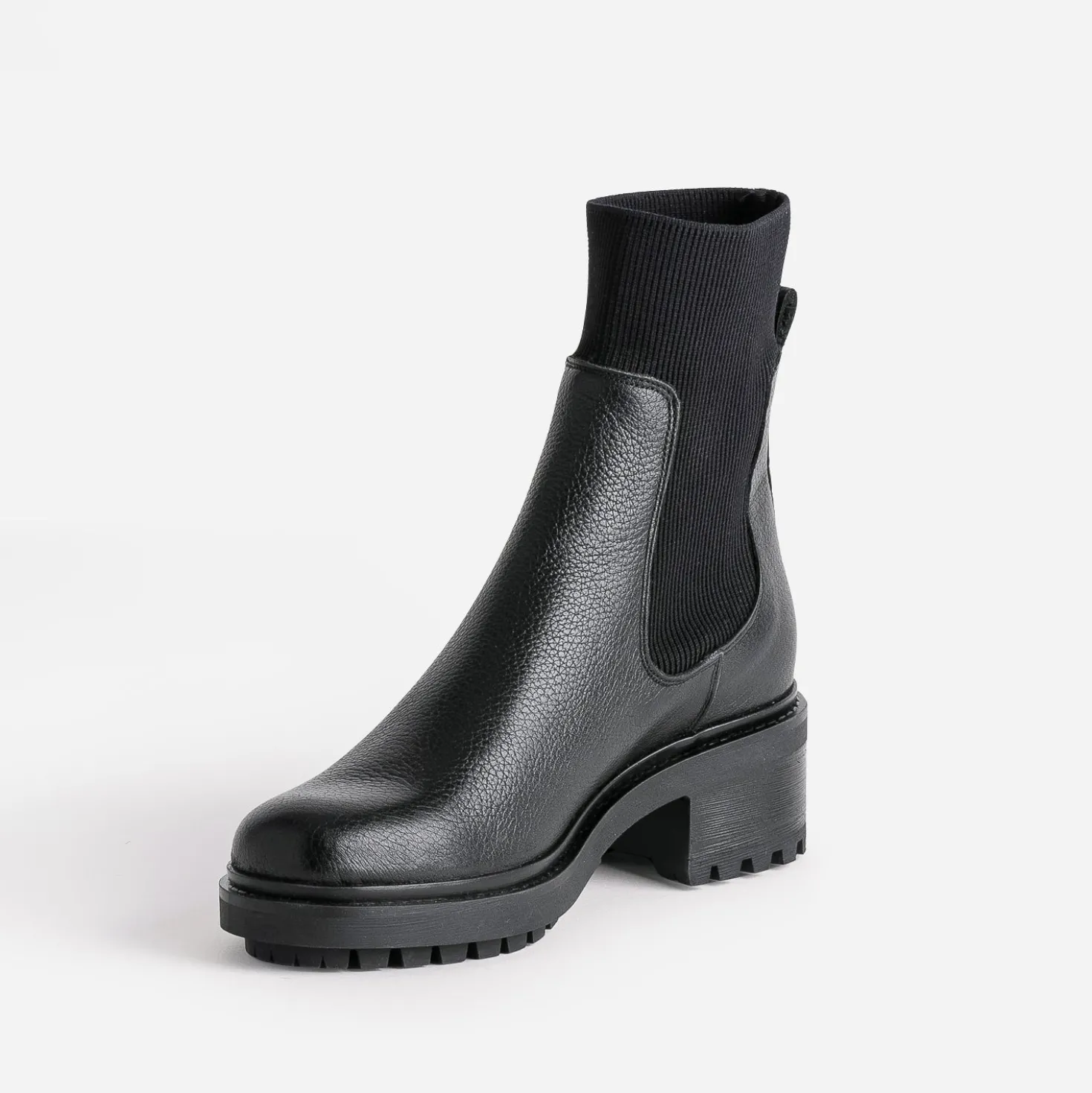 Boots chaussette noire éco-conçu en cuir