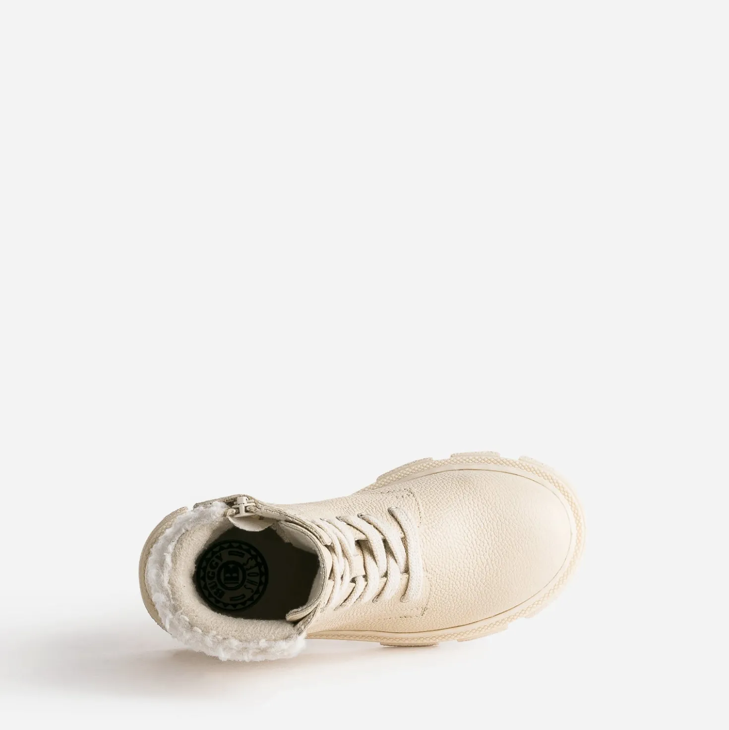 Boots éco-conçu à lacet BUGGY beige en cuir fourré