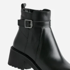 Boots éco-conçu noir cuir à semelle crantée