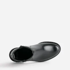 Boots éco-conçu noir cuir à semelle crantée