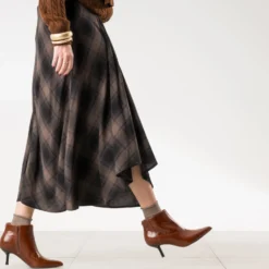 Boots cognac cuir kitten-heel