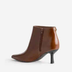 Boots cognac cuir kitten-heel