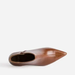 Boots cognac cuir kitten-heel