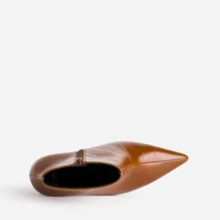 Boots cognac cuir à talon aiguille