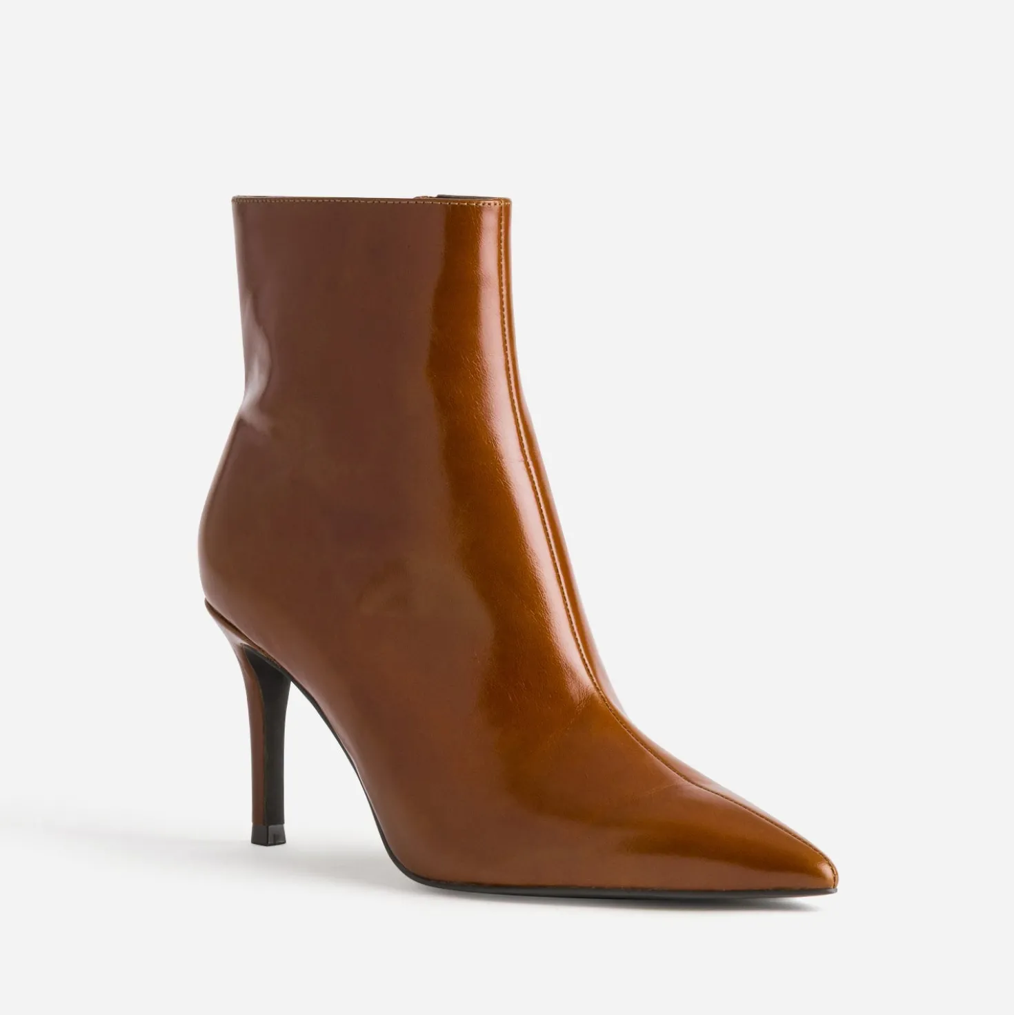 Boots cognac cuir à talon aiguille