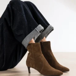 Boots cognac cuir velours