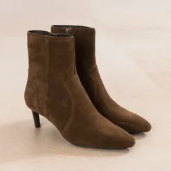 Boots cognac cuir velours