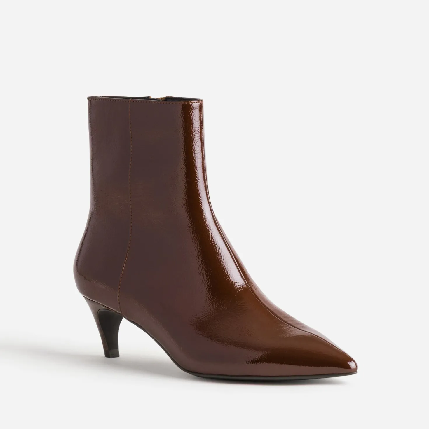 Boots cognac verni cuir petit talon