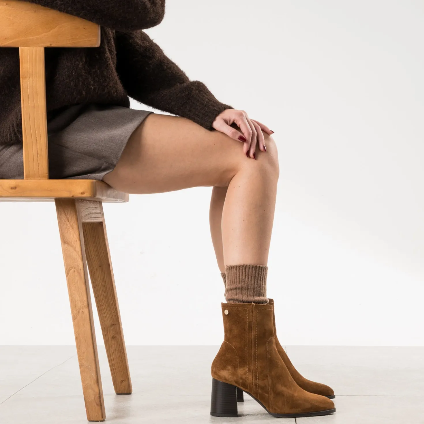 Boots ERAM FLEX cognac cuir velours