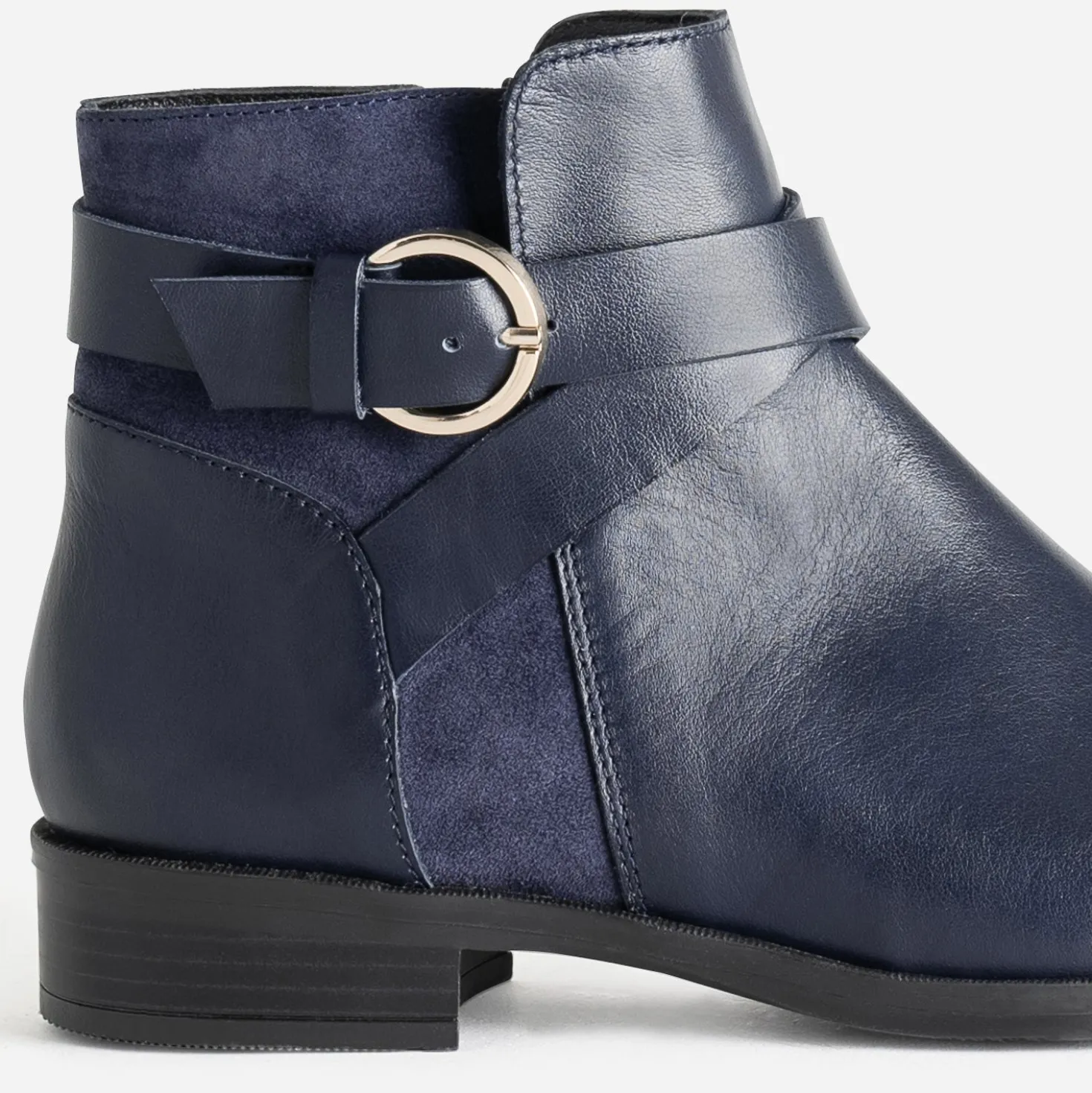 Boots ERAM FLEX marine cuir bi-matière