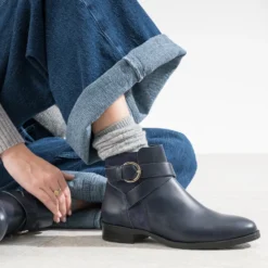 Boots ERAM FLEX marine cuir bi-matière