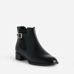 Boots ERAM FLEX noir en cuir détail embossé